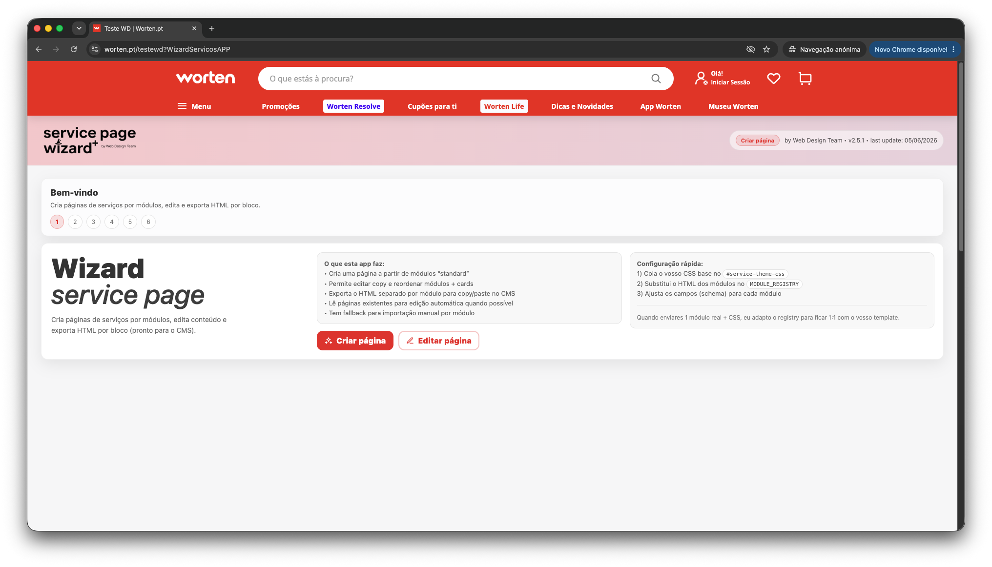 Wizard Services Pages updates